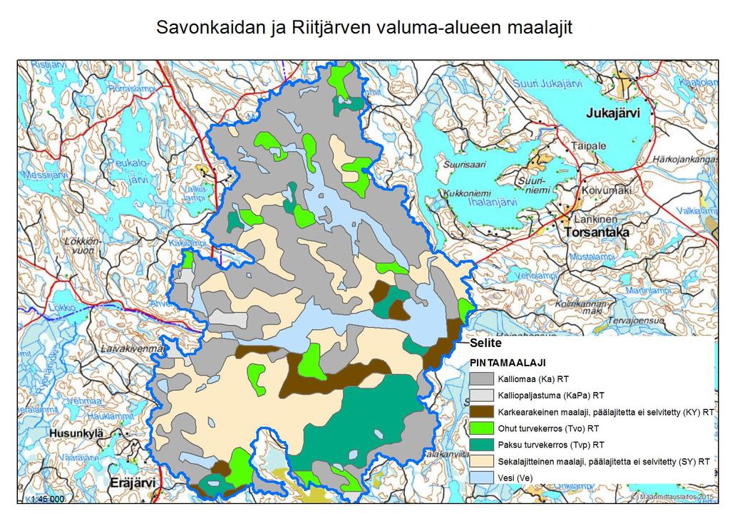 Valuma-alueen kallioperä on pääosin kiillegneissiä. Geologisen tutkimuskeskuksen (GTK) pintamaalajiaineiston perusteella maapinta-alan maaperästä lähes 82 % on kivennäismaalajeja ja 18 % turvemaata.