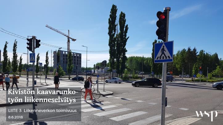 LIIKENNEVERKON TOIMIVUUS 6 Liikenneverkon toimivuus keskiössä Tavoitteena oli selvittää kaavarungon liikenneverkon toimivuus tulevaisuuden ennustetilanteessa, jossa liikennemäärät kasvavat