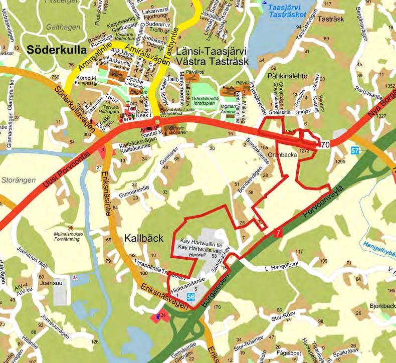 Suunnittelualue Noin 50 ha:n laaja kaava-alue sijaitsee Sipoon toisen taajaman ja eteläisen aluekeskuksen Söderkullan nykyisen keskustan tuntumassa itä- ja eteläpuolella, lähellä Porvoonväylää.