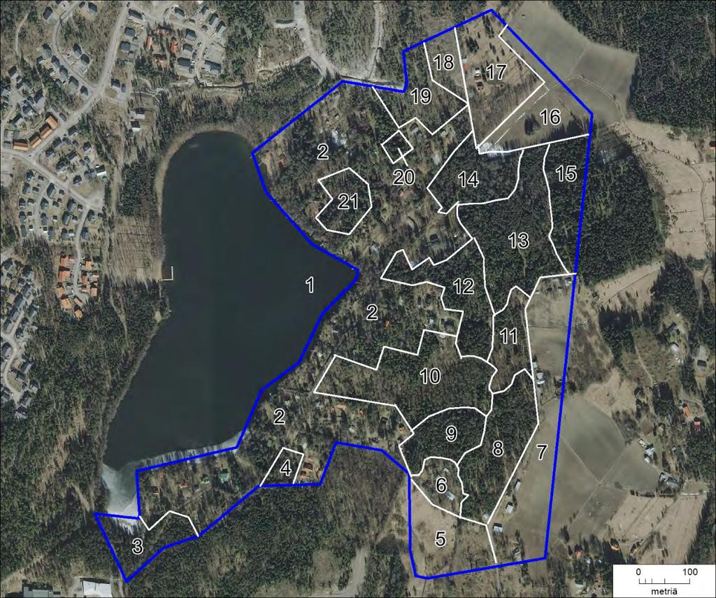 T6 Itä-Taasjärvi ja K8 B Hiekkamäki. Asemakaavojen luontoselvitys. Kuva 4. Itä-Taasjärven selvitysalueen osa-aluekuviot. Kuvio 3.