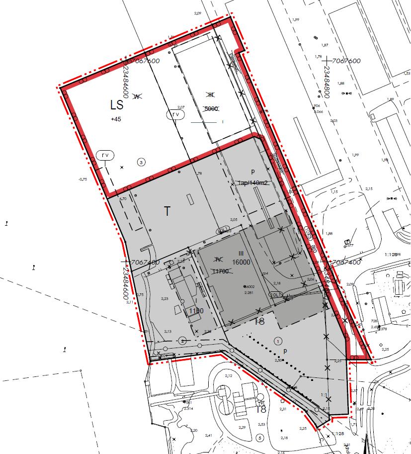 8 5. REDOGÖRELSE FÖR DETALJPLANEN 5.1 Planens struktur Södra delen av planeringsområdet anvisas som ett kvartersområde för industri- och lagerbyggnader (T).