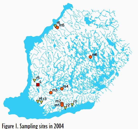 Löytäneenojalta viikkonäytteet Muualta 1/kk 98 yhdistettä 2005 Paikat