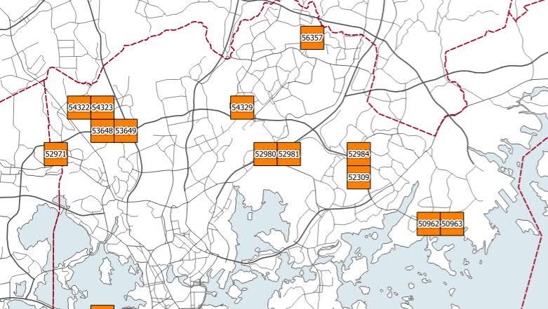 VALVONTASUUNNITELMA (7) Kuvio : Tehostetun valvonnan ruudut 09 Kohdeluokitus sekä eri kohdeluokkien kriittisyysluokat on esitetty liitteessä ja kriittisyysluokkien kuvaukset sekä riskiluvun vaikutus