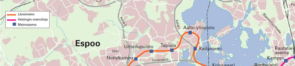 MATINKYLÄ KIVENLAHTI MATINKYLÄ KIVENLAHTI 7 kilometriä 7 kilometriä 5 uutta asemaa: Finnoo, Kaitaa, 5 uutta asemaa: Soukka, Espoonlahti,