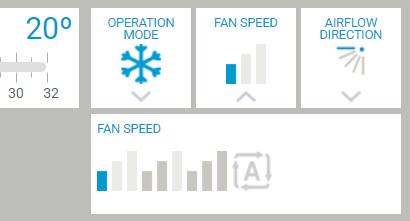 8 Npsut Fn speed (Tuuletinnopeus)-vlikko (e). Tulos: Seurv osio tulee esiin. d e f g h 9 Vlitse tuuletinnopeus. Vihtoehdot ovt Low (Hids), Middle (Keskinope), High (Nope) j Automtic (Automttinen).