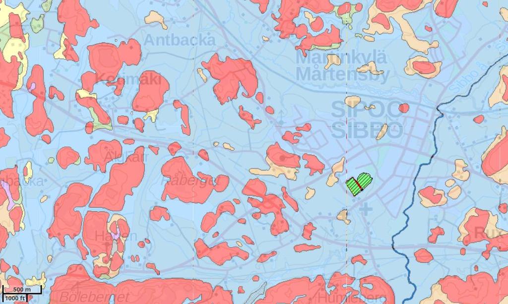 Kuva 3.1 Maaperäkartta. Lähde: Maanmittauslaitos, Paikkatietoikkuna. 5. PAINEHÄVIÖ Vesijohdon linjausvaihtoehto 2 on 830 metriä pitempi, kuin linjausvaihtoehto 1. Linjausvaihtoehdon 2.