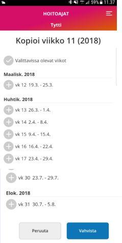 5. Yleiskatsaus Sovelluksen alalaidassa hyväksy - painikkeen yläpuolelta voit tarkastella kuukauden yleiskatsausta.