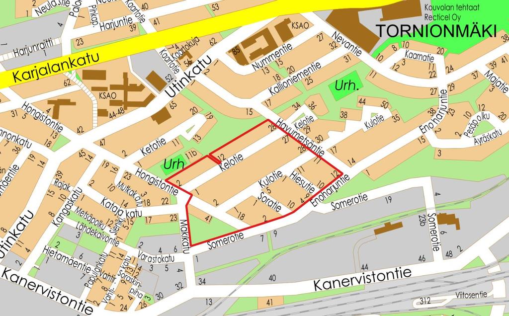 Kouvolan kaupunki Kaupunkisuunnittelu OSALLISTUMIS- JA ARVIOINTISUUNNITELMA Liite 2 KELOTIE ASEMAKAAVA MUUTOS KOSKEE kaupunginosan 6, Tornionmäki, kortteleita 6005 6008 ja 6014 6016 sekä puisto- ja