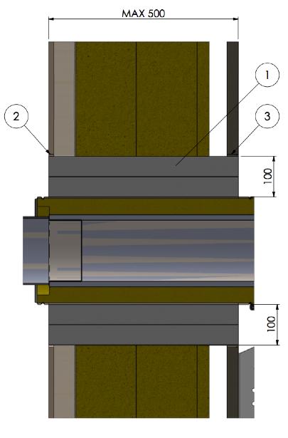 Tuotteesta tehty erillinen TTY:n testaus 300mm PIR + 200mm Siporex läpiviennille (yht. 500mm).