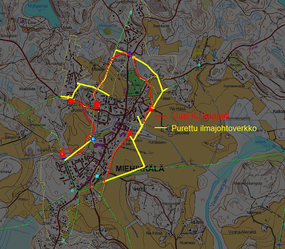 - Taajama-alueilla KJ-verkko kaapeloidaan melkein kokonaan