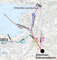 Viinikanlahti Vihilahti jätevesien siirtoratkaisu YS: ns. viemäritunneli välille Viinikanlahden nykyinen jätevedenpuhdistamo Sulkavuoren Keskuspuhdistamo (vertailtiin mm.