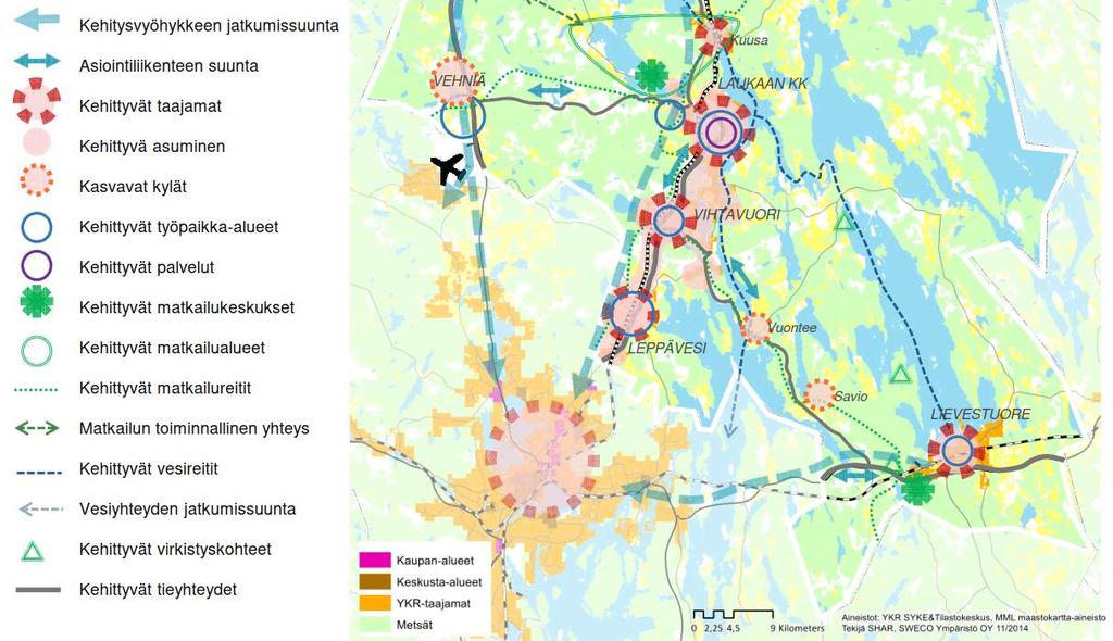 Ympäristövaikutukset/ maisema ja kulttuuriperintö 5(14) Rakennemalli Laukaan kunnan alueelle on laadittu koko kunnan kattava maankäytön rakennemalli Viuhka.
