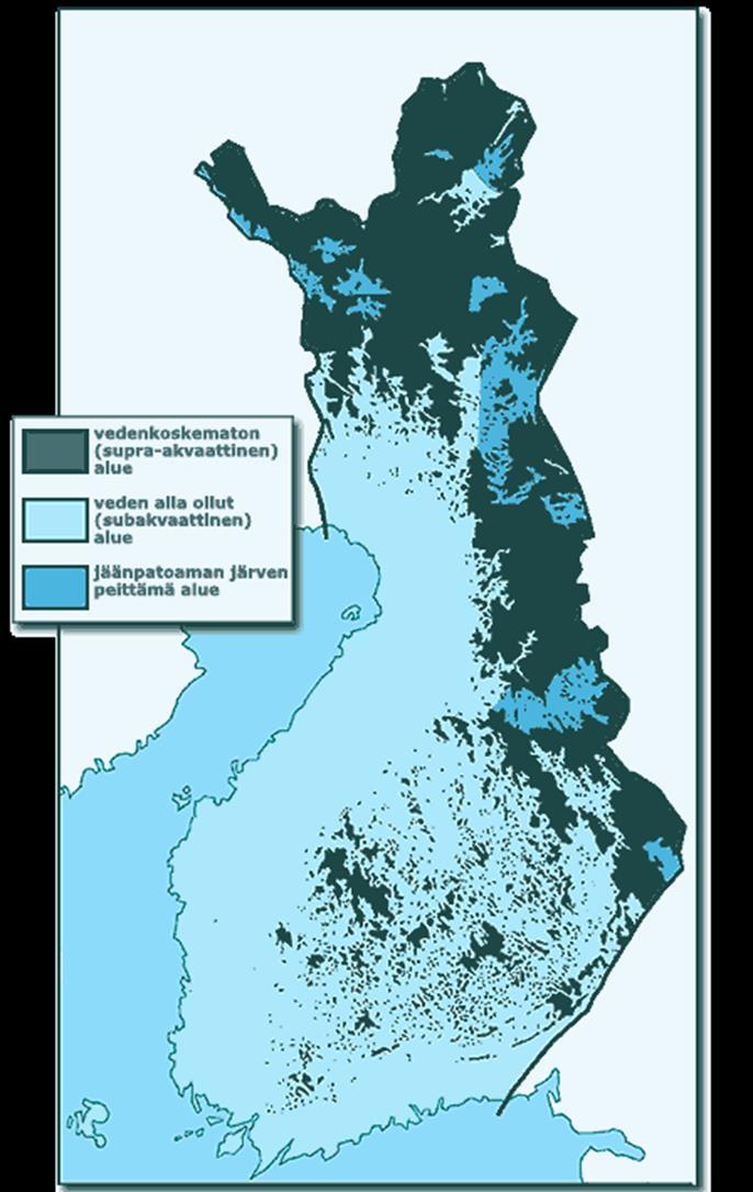 Maastonmuodot 31 - Vedenkoskemattomat alueet, erityisesti Koillis-Suomessa (Pohjois-Karjala, Kainuu) vaarojen yläosat eivät