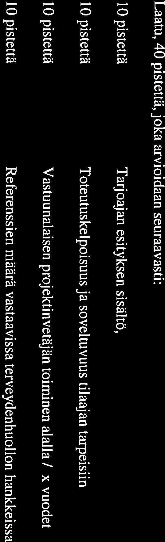 mainittujen valintaperusteiden mukaisesti ja asetetaan paremmuusjär jestykseen. 7. Tarjouksen hinta Tarjouksen hinta tulee ilmoittaa kokonaishintana.