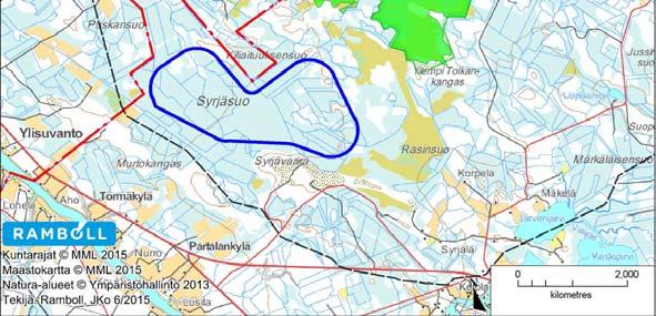 puustoiset suot (priorisoitu luontotyyppi, 5 %) ja vaihettumissuot ja rantasuot (1 %).