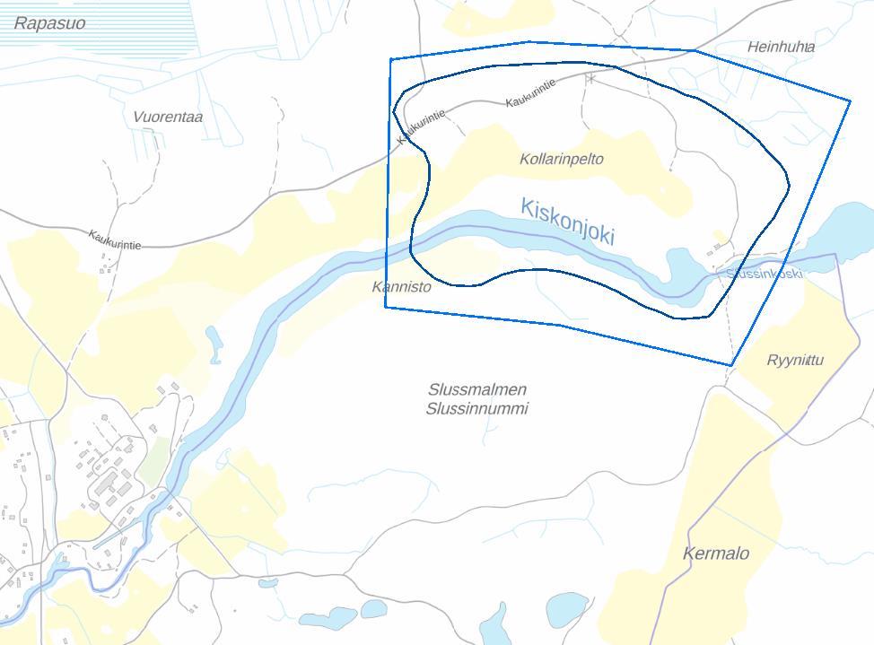 2.3 POHJAVESIALUEET Alueella sijaitsee vedenhankintaa varten tärkeä pohjavesielue Koski (Id 0258651). Alue sijaitsee Kanniston- Kollarinpellon alueella ja alue rajautuu Slussinkoskeen. Kuva 6.