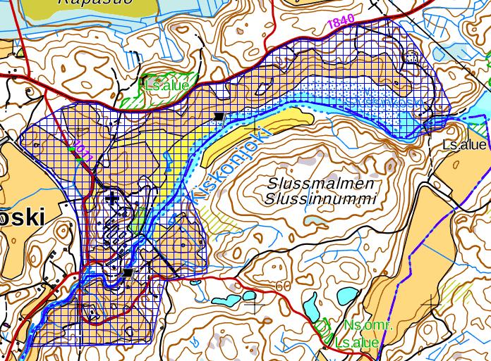 Kuva 13. RKY-alueen rajaus (Museovirasto 2009). Suunnittelun lähtötiedoiksi Varsinais-Suomen ELY-keskus teetti alueen arkeologisen inventoinnin, joka on liitteenä 3.