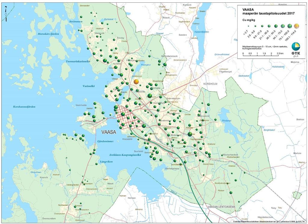 GEOLOGIAN TUTKIMUSKESKUS Vaasan taustapitoisuudet 28 Kuva 15.