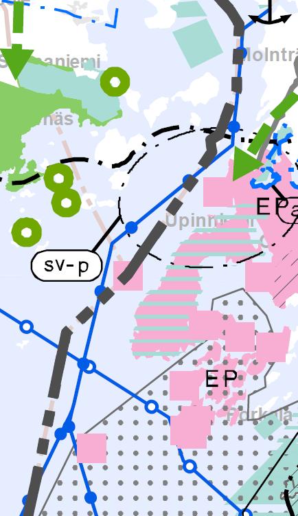 Puolustusvoimien alueet Luonnoksen kaavaratkaisu Puolustusvoimien alue Puolustusvoimien alue, jonka toissijainen käyttötarkoitus on