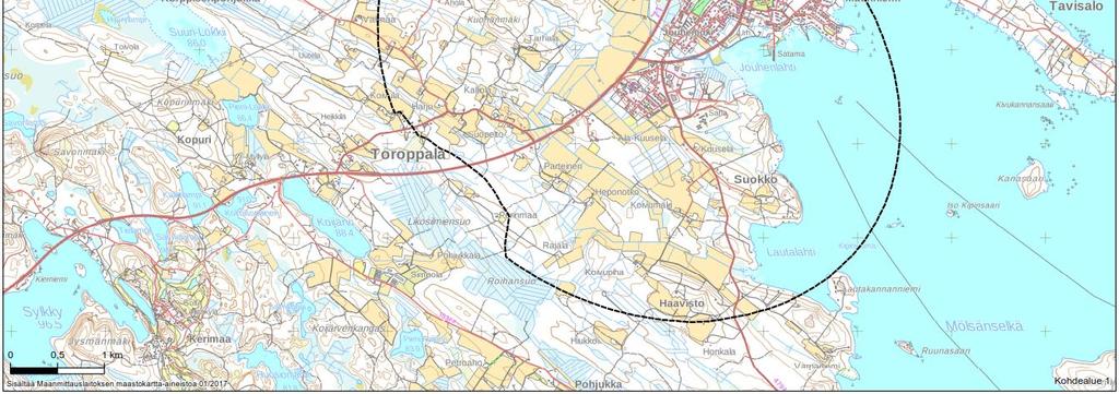 Puruveden ekologinen tila on erinomainen kohdealueen ympäristössä. Suurin osa kohdealueen nykyisestä maanpeitteestä on sulkeutunutta metsää, jossa puuston pituus on yli viisi metriä (Kuva 5-2).