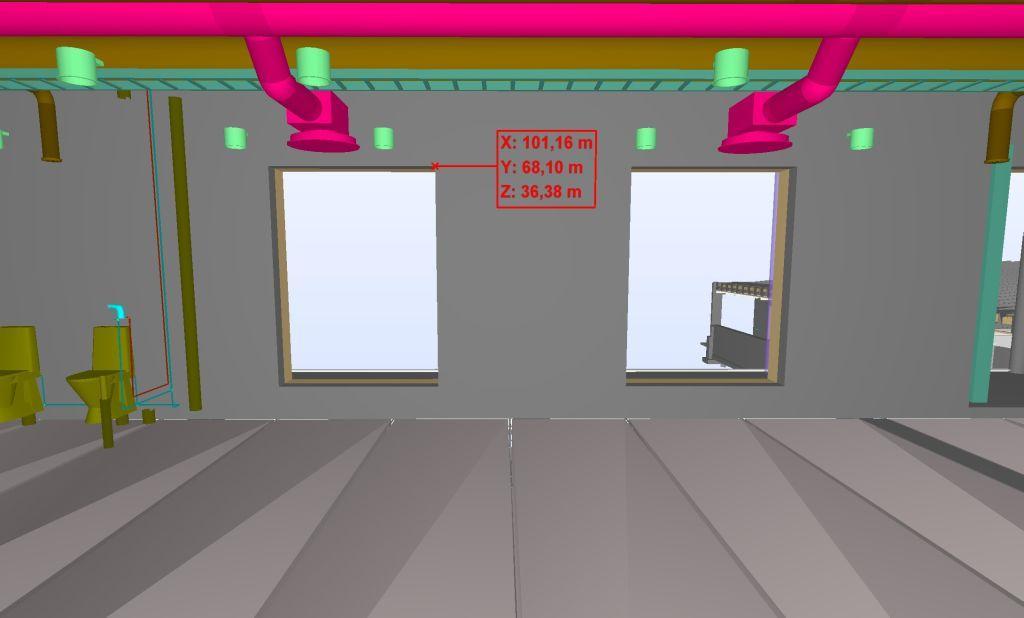 Koordinaatit saatiin suunnittelumallista Solibri Model Viewer -ohjelman kautta.