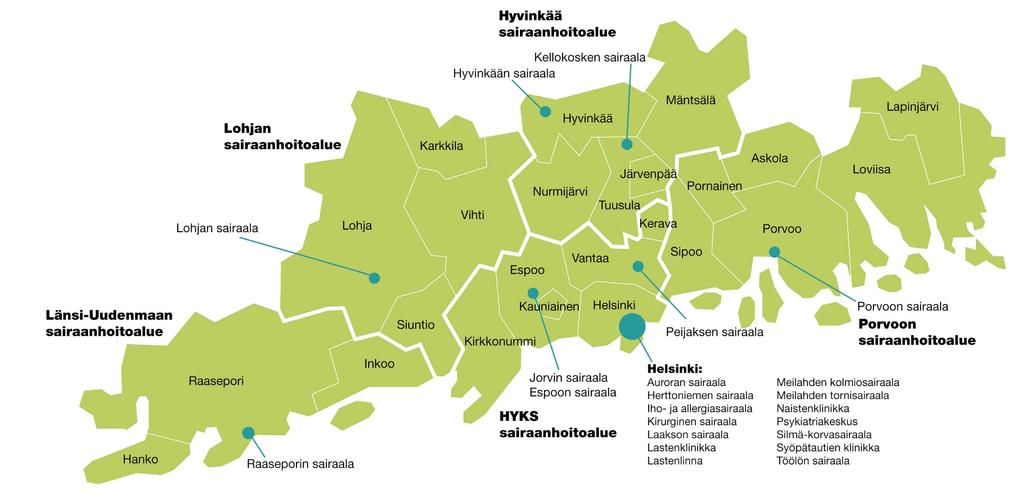 POTILAIDEN VAPAA LIIKKUVUUS RAASEPORISTA PORVOOSEEN TUTKIMUSPAIKAT UÄ-tutkimukset 11 Mammografia 3 (+3) Silmänpohjan seulonta 12 (Helsingillä oma ajanvaraus) Perusröntgentutkimukset 26 Carean alue ei
