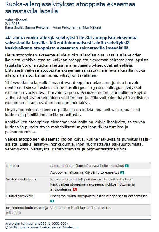 LIEVÄ ATOOPPINEN EKSEEMA - EI