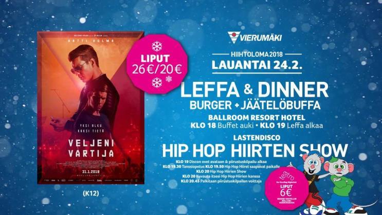 00 Liput 26 /20, elokuva K12. Ballroom. Burger- ja jäätelöbuffa avautuu klo 18, elokuva alkaa klo 19.