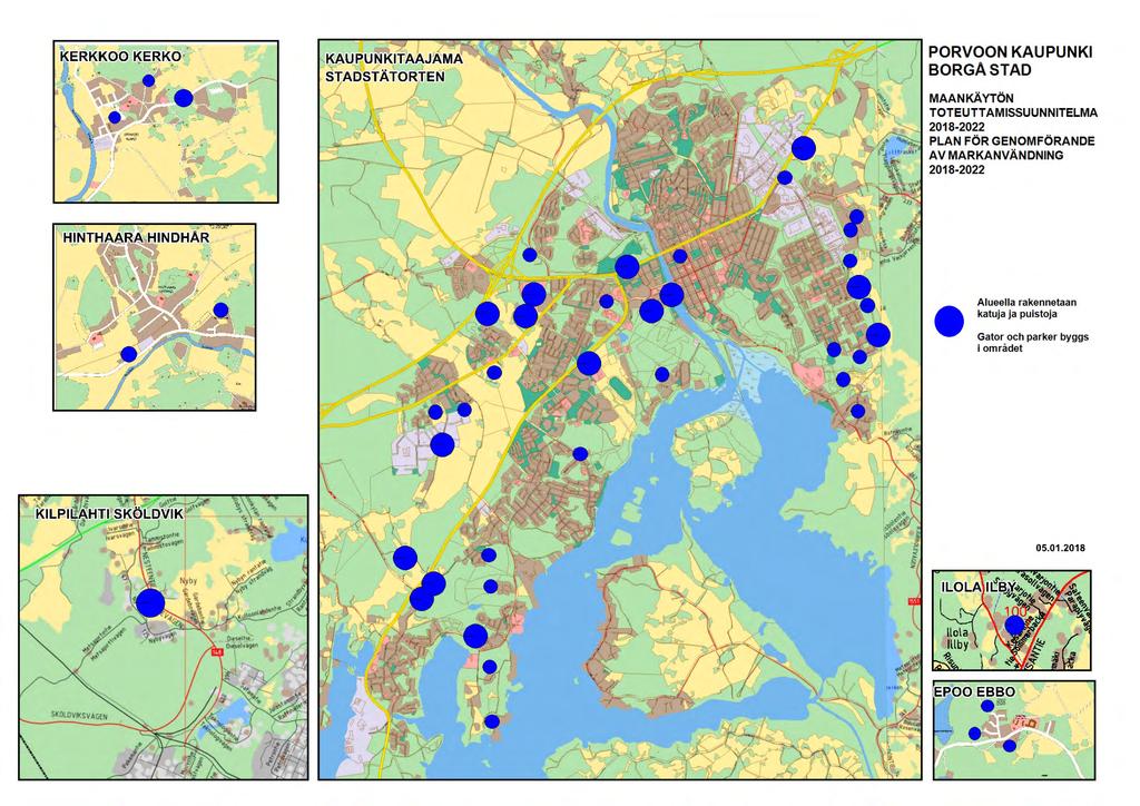 Maankäytön toteuttamissuunnitelma 2018-2022, Kaupunkikehityslautakunta 16.1.2018 Kadut, puistot ja verkostot 2018-2022 Vuonna 2018 uusien alueiden katu- ja puistorakentamisen kustannusarvio: milj.