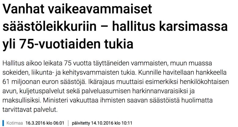 Valittu ei ole yhdentekevä Mitä enemmän vammaisten ihmisoikeudet nähdään