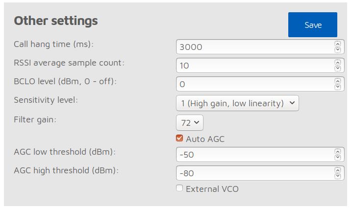 Kuva 7: Kuuluvuusalueen laajentaminen, SharkRF OpenSpot Modem Other settings Kuva 8: