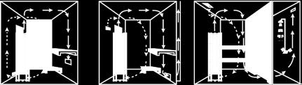 The positioning of the inlet and outlet vents may vary depending on the design of the sauna room or preference of the owner. The inlet vent may be installed on the wall directly below the heater (Fig.