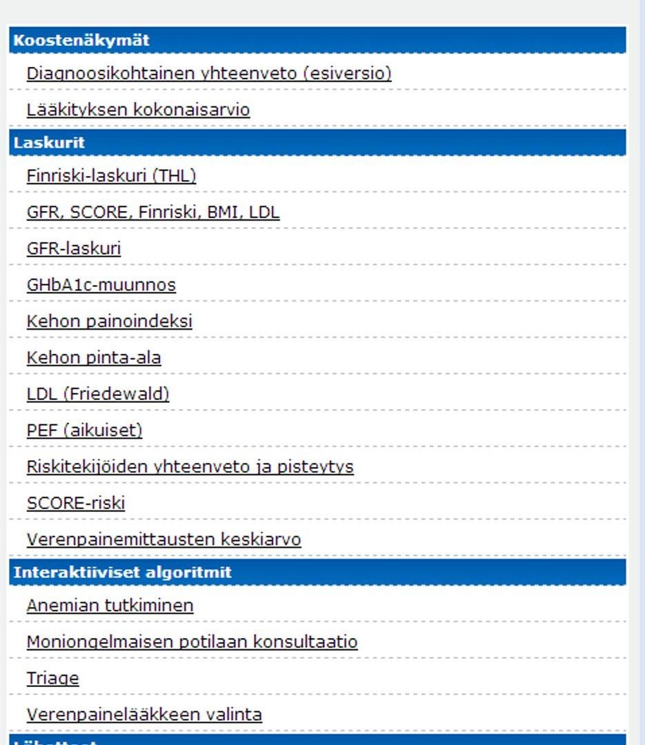 Päätöksentuki laskee automaattisesti potilastietojen perusteella Infarkti ja aivohalvausriskin (Finriski)