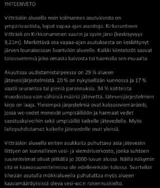 Asetuksesta poikkeavat määräykset Alueen kiinteistömäärä: n.