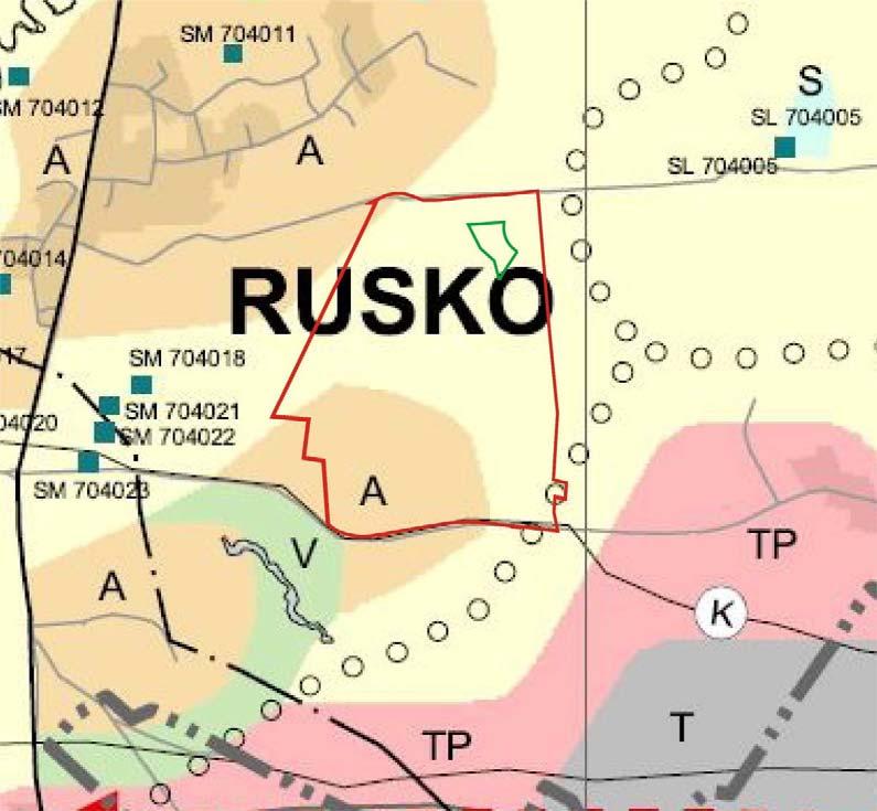7 3.2 Suunnittelutilanne Maakuntakaava Ote Maakuntakaavasta Suunnittelualue (vihreä rajaus) on osa Ruskon Päällistönmäen asemakaavan alueesta (punainen rajaus).