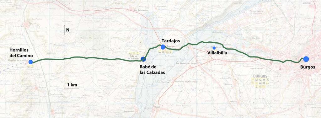 14. päivä: Burgos - Hornillos del Camino 9.5.su pop 09 alt(m) km km yht klo askelmittari Burgos / El hotel Jacobeo 178366 856 0 7:03 0 Rotonda a Villalbilla 5.6 5.