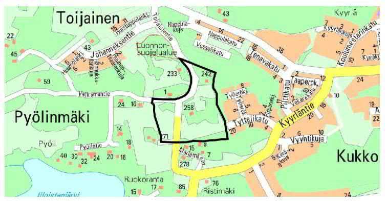 Kuva 7. Vallikadun tyyppipoikkileikkaus PLV 650-800 3.3 Perhekatu Perhekatu sijaitsee Toijaisten kaupunginosassa, Marjamäen/Pyölinmäen asemakaava-alueella Hirvensalossa (kuva 8).