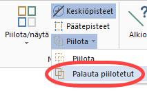 Mastercam tutustumisopas 8: Kappaleen näytön valinnat Grafiikka-alueella tulevat näkyviin ne alkiot, jotka on aikaisemmin piilotettu, jolloin niistä voidaan valita ne, jotka halutaan palauttaa