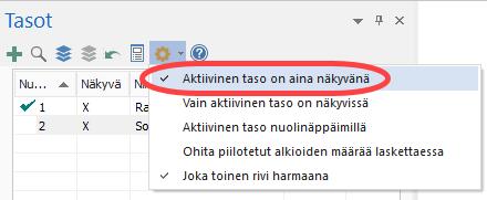 Mastercam tutustumisopas 9: Tasojen käyttö Voit tarpeen mukaan vetää Tasojen hallintaikkunan kohtaan, jossa se ei ole grafiikan edessä. 2.