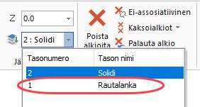 Tarkistusmerkki ilmaisee, että kyseinen taso on nyt aktiivinen taso.