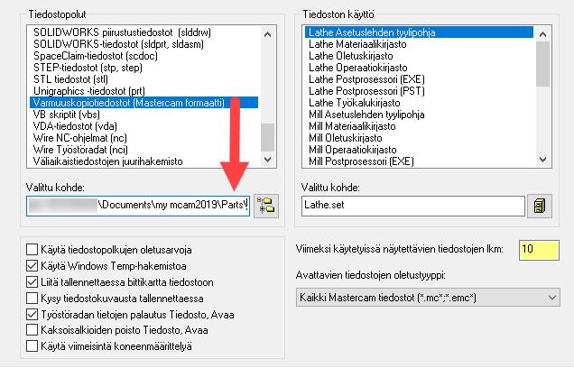 Mastercam tutustumisopas 4: Konfigurointitiedostot 5. Valitse seuraavia harjoituksia varten mcamxm.config <mm> Nykyinen pudotusvalikosta. 6. Klikkaa OK. Huom.