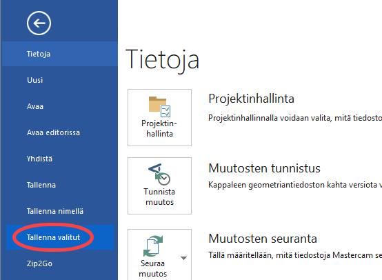 Mastercam tutustumisopas 6: Tiedostojen käsittely Kuvioiden tallennus (Tallenna valitut) Kuvio on sarja uudelleen käytettäviä alkioita.