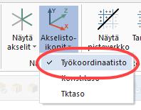 Mastercam tutustumisopas 7: Grafiikka-alueen käyttö 3. Klikkaa Näytä-välilehden Näytä akselit tai paina [F9] vaihtaaksesi XYZ-akselit näkyviin tai piiloon. 4.