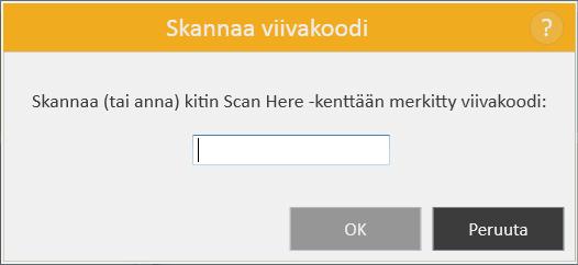 CSC -reagenssikittitarran oikeasta kulmasta. Älä käytä tarran alareunassa olevan viivakoodin tietoja. Kun viivakoodi on annettu, avaa kasetin asetusnäyttö napauttamalla OK-painiketta.