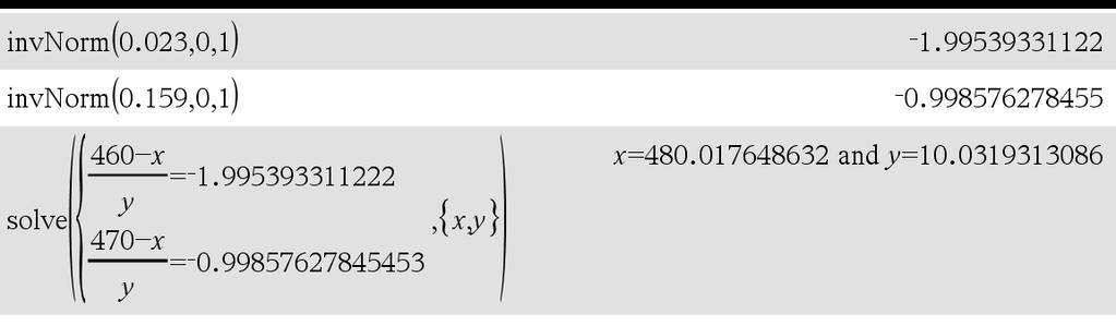 b) Normitetaan satunnaismuuttuja X, jolloin Z = X μ ~N(0,) ja pätee 460 μ P(460 < X) = P ( < σ X μ P(X < 470) = P ( < σ σ X μ μ ) = P (460 < Z) = 0,977 σ σ 470 μ ) = P (Z < σ 470 μ ) = 0,59 σ Näin