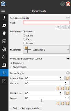 Mastercam työkalun mallinnusopas 1: Työkalun mallinnuksen yleispiirteet Parametrit-sivu Tällä sivulla on työkalun perusparametreja, leikkuunopeuksia, työstöradan parametreja ja jäähdytyksen asetuksia.