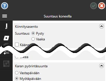 Aivan kuten Rajaussivullakin Suuntaus koneella -sivun oletusarvot käyvät hyvin tämän