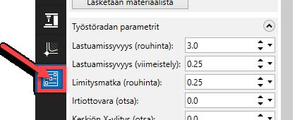 Jatka eteenpäin klikkaamalla Parametrit-ikonia.