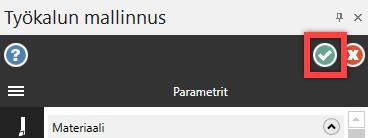 Työkalun määrittely -valintaikkunan Parametrit -välilehdellä. 10.