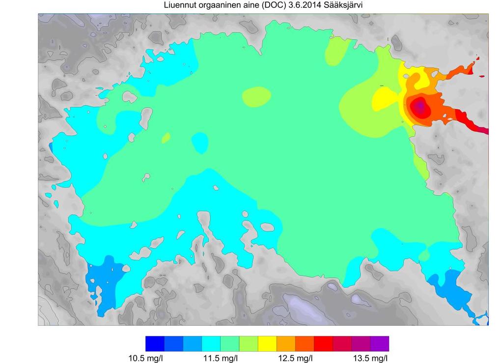 9 Kuva 11. Pintaveden liuenneen orgaanisen aineen pitoisuus 3.6.